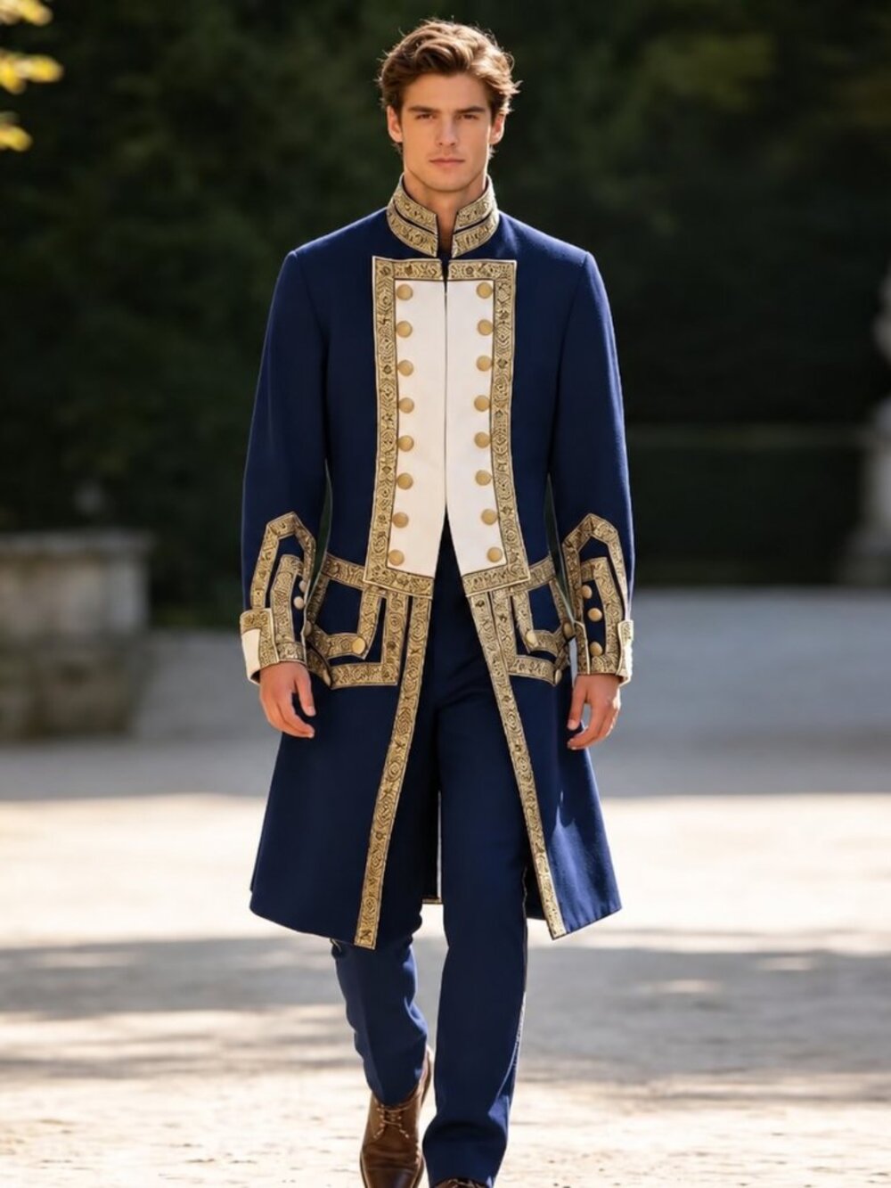 Military Officer Coat, XXL, Historic Reenactment, Costume, Navy and White